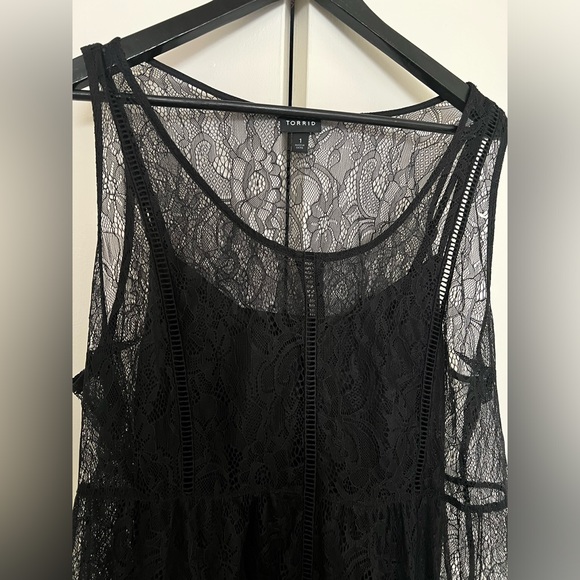 TORRID Babydoll lace tiered black tunic tank size 1 - Picture 6 of 8